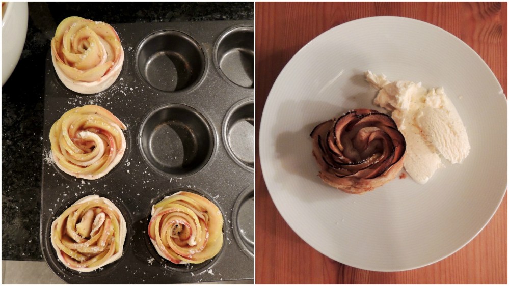 Apple roses before after